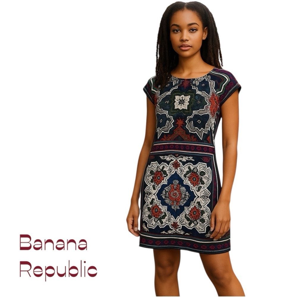 Banana Republic Black, Red & White Floral Dress NWT Size 8 Feminine